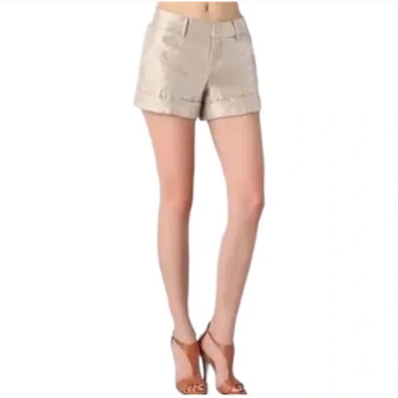 NWT CLUB MONACO MARIANNA low rise city shorts in champagne gold color sz 8 - Picture 4 of 7
